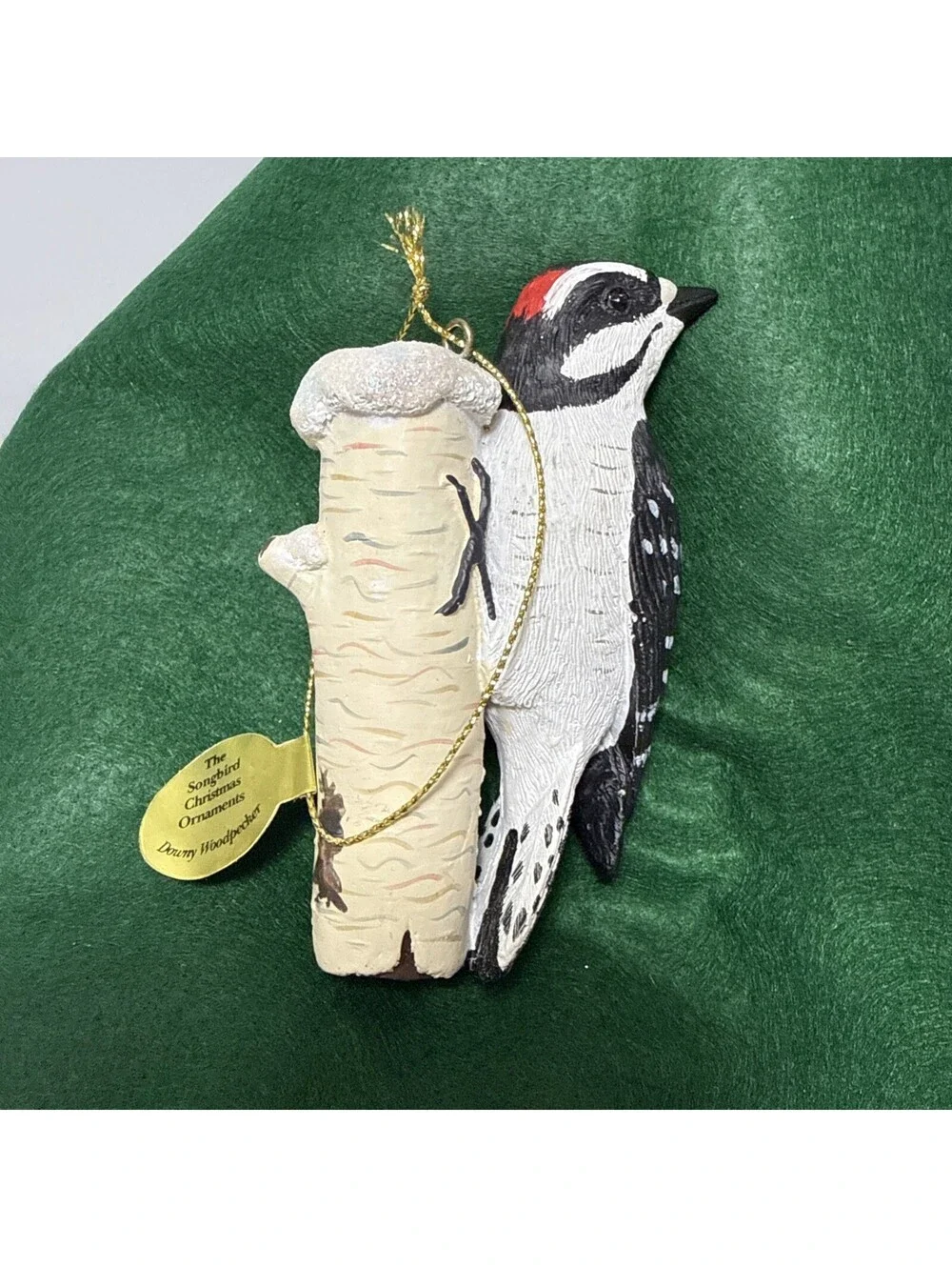 VTG Danbury Mint Christmas Ornament Song Bird Figurine Downy WoodPecker 4